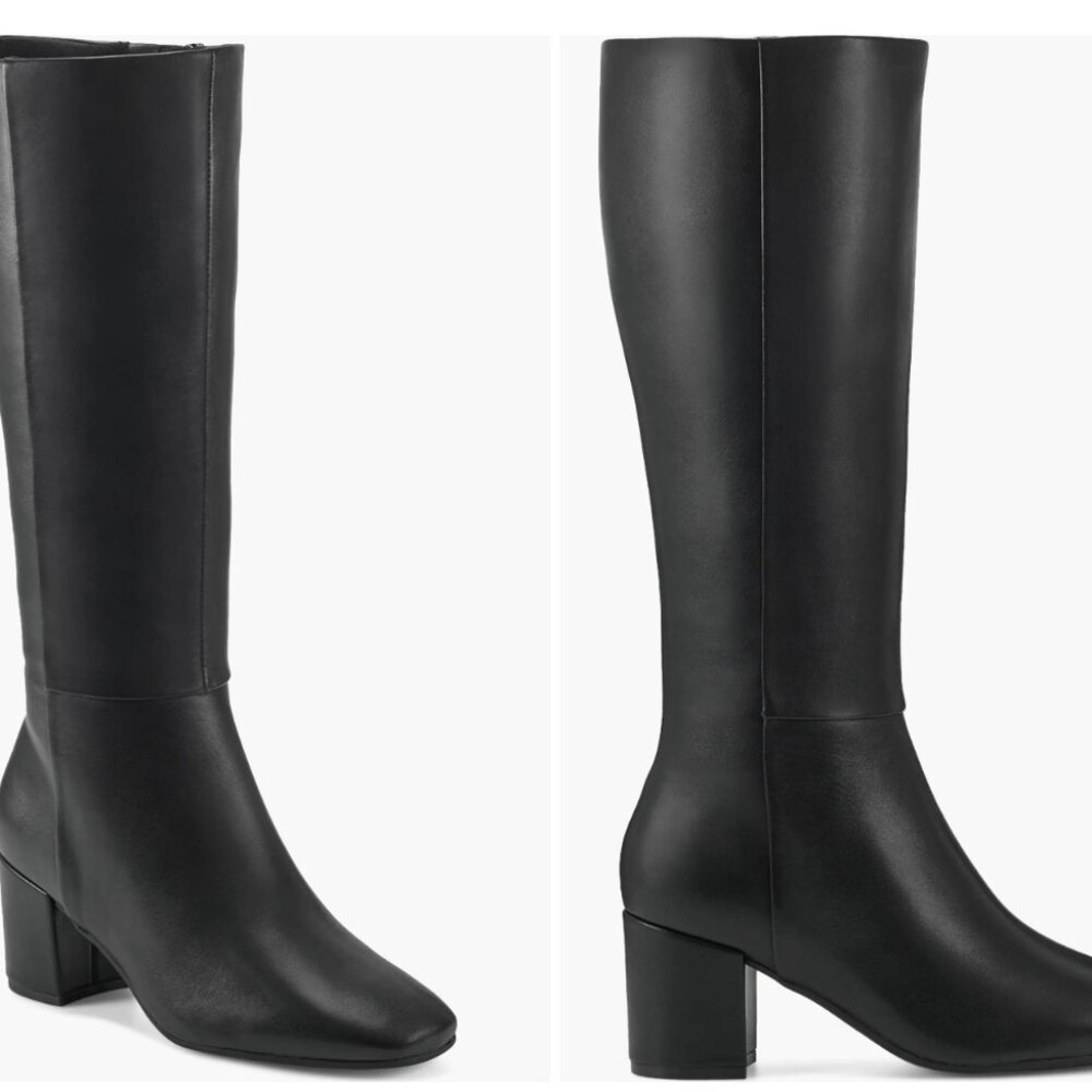 Knee High Black Leather Boots - Basically New